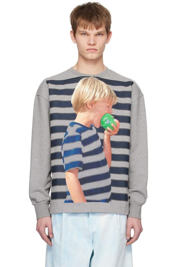 JW Anderson Gray Boy With Apple Sweatshirt - Grey Melange | Garmentory