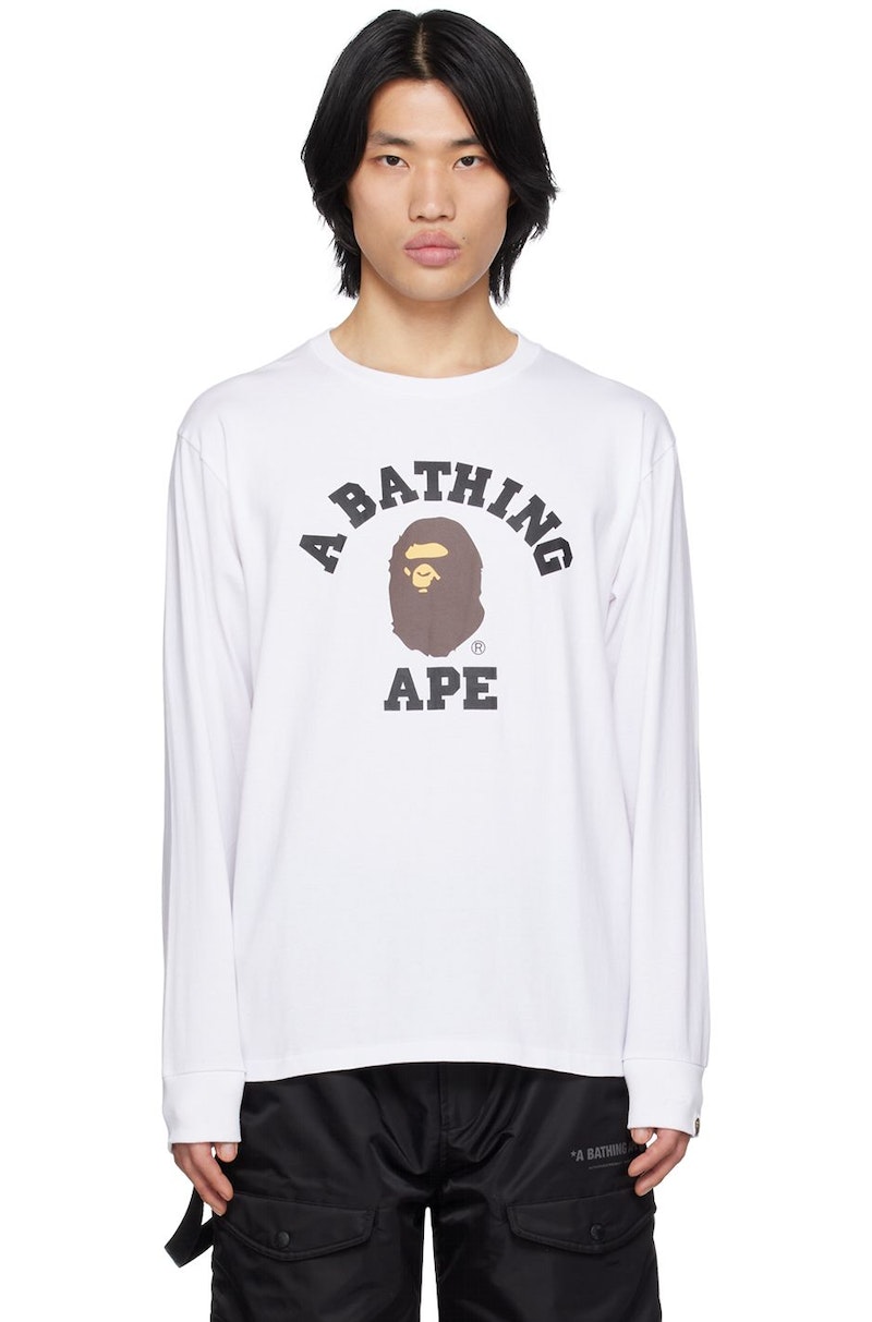 BAPE College Long Sleeve T-Shirt - White | Garmentory