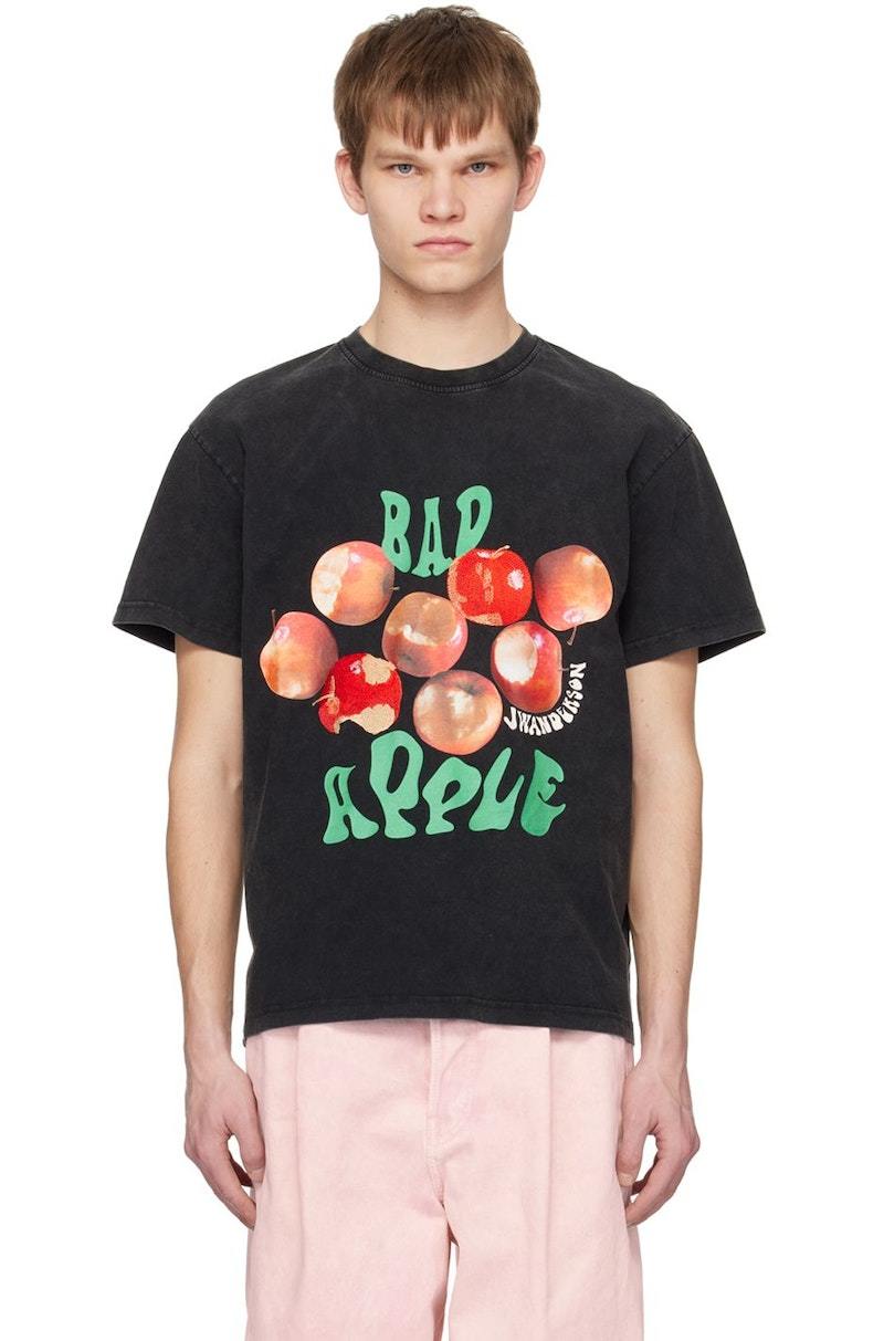 JW ANDERSON Gray Bad Apple Oversized T-Shirt - Charcoal | Garmentory
