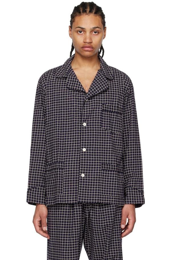 Bode Grid Pyjama Shirt - Midnight | Garmentory Bode Grid Pyjama Shirt - Midnight | Garmentory