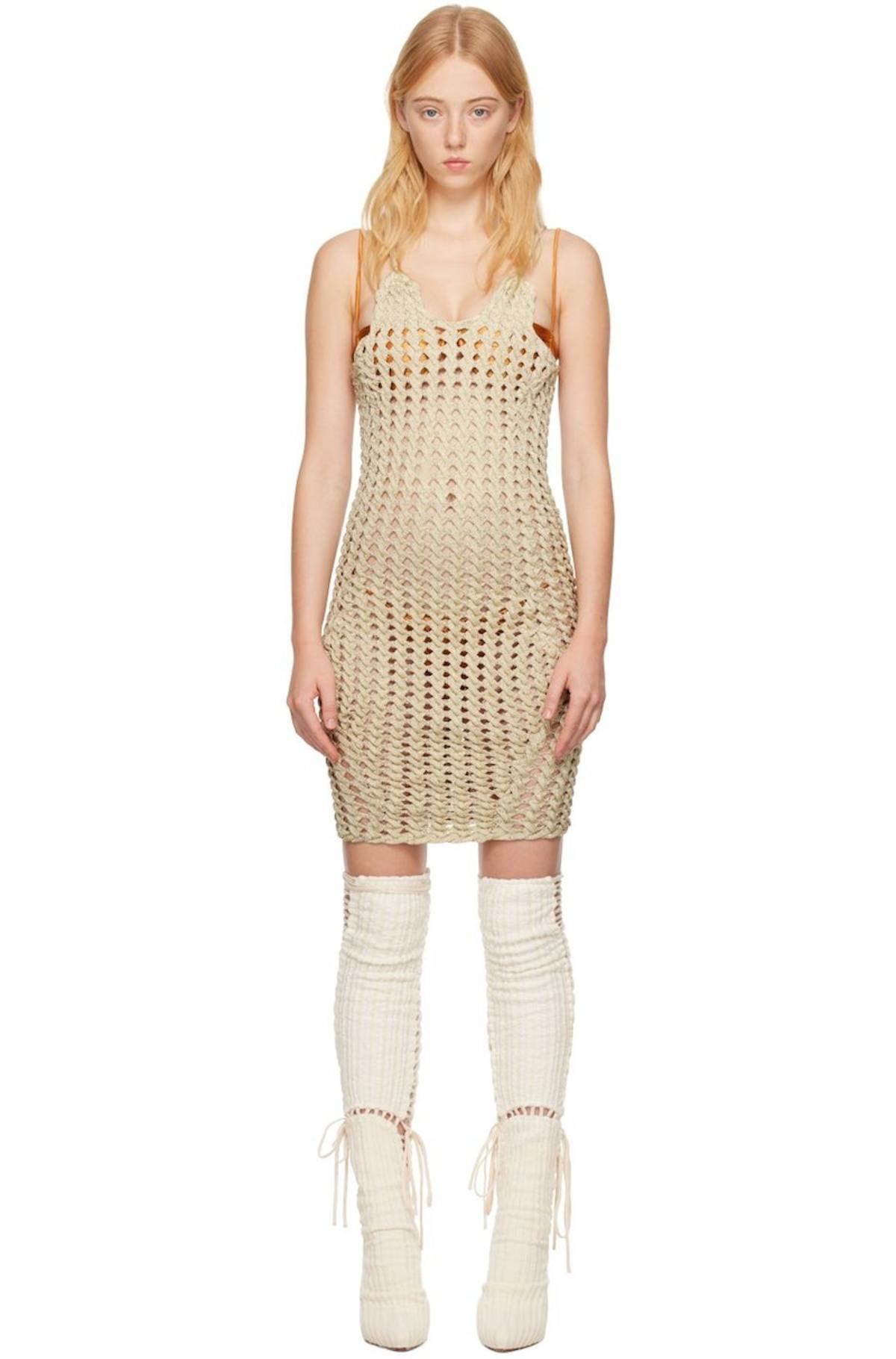 isa boulder crochet dress ISA BOULDER Argyle Lace Loose Mini Dress IB-SS22K47-HUILAN
