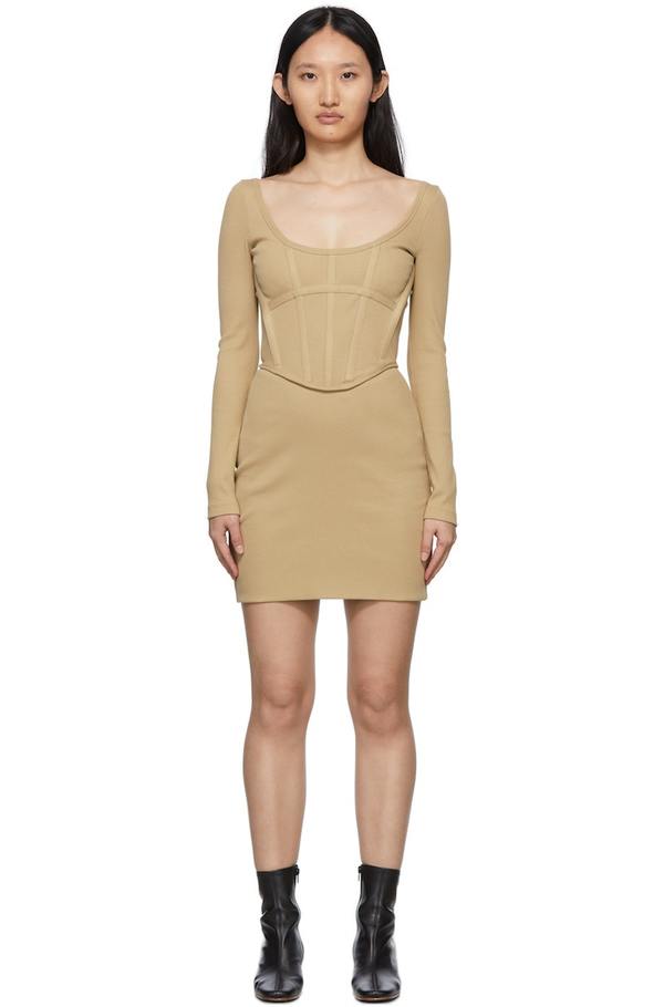 rib corset dress Dion Lee SSENSE Exclusive Tan Mini - Sahara Color:White as Pictures sizeid:Single_Dresses_Midi_True To Size 90s Slit Mini Dress Maxi length