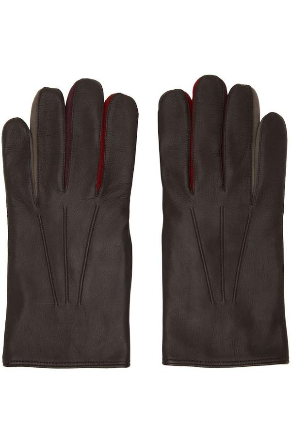 Paul Smith Brown Concertina Leather Gloves Garmentory