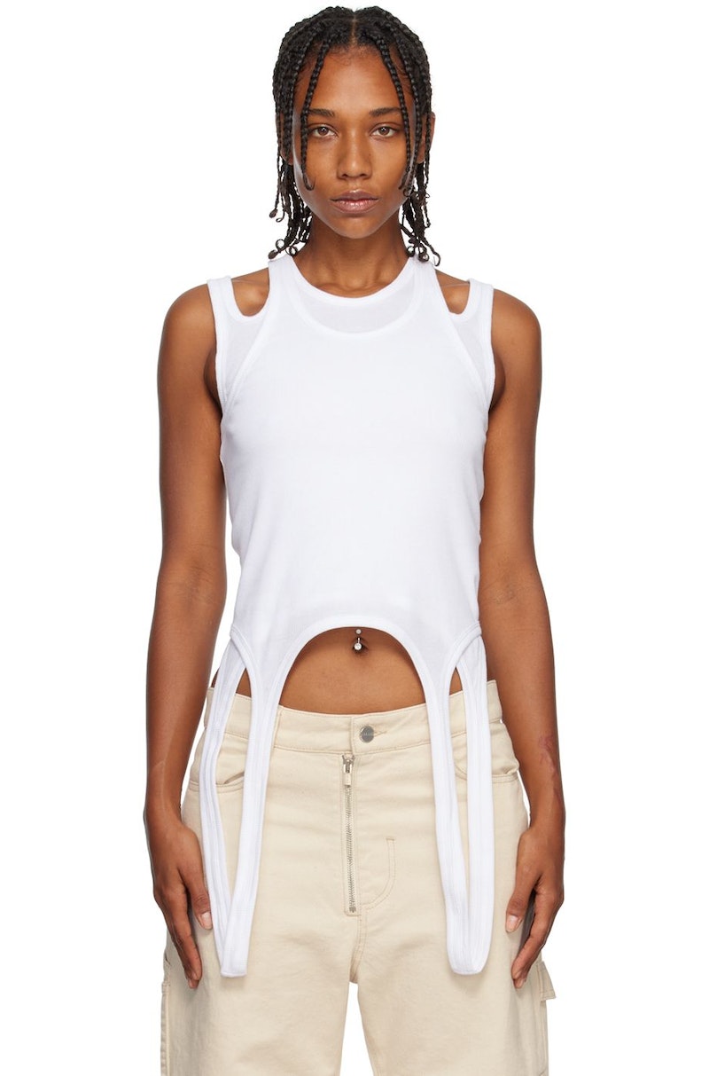 Dion Lee White Double Loop Tank Top | Garmentory