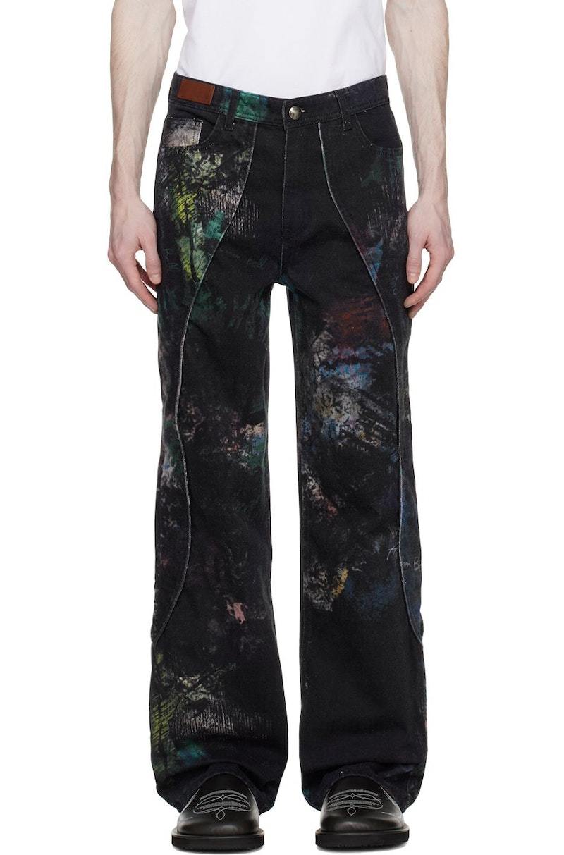 【ANDERSSON BELL】 SCRATCH CURVED WIDE JEANS ANDERSSON BELL Scratch Curved Jeans - Black | Garmentory