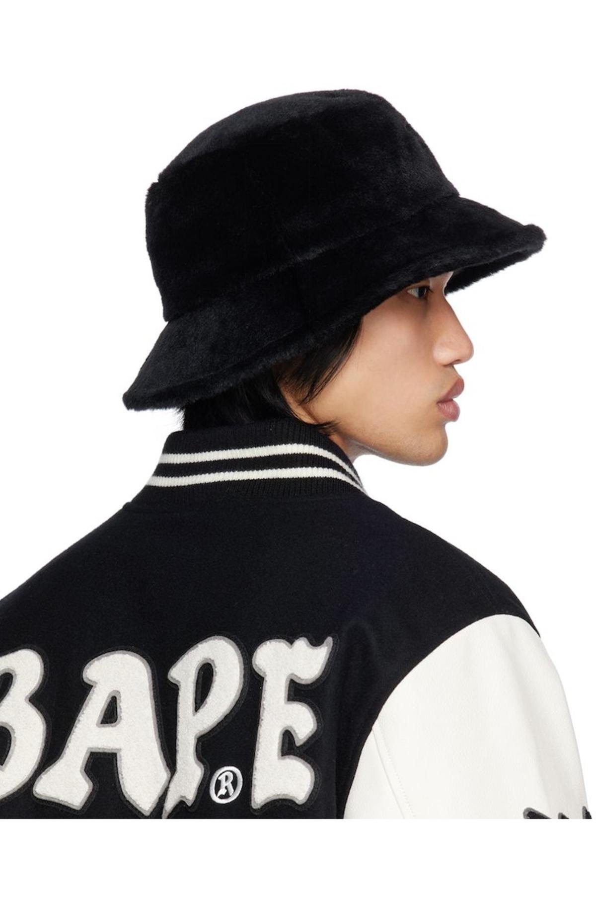 【期間限定セール】 APE ONE POINT FUR BUCKET HAT Bape One Point Bucket Hat - Black | Garmentory