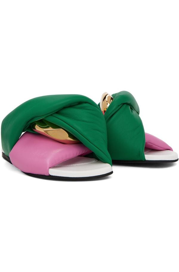 JW ANDERSON Pink & Green Chain Twist Sandals - Pink/Green