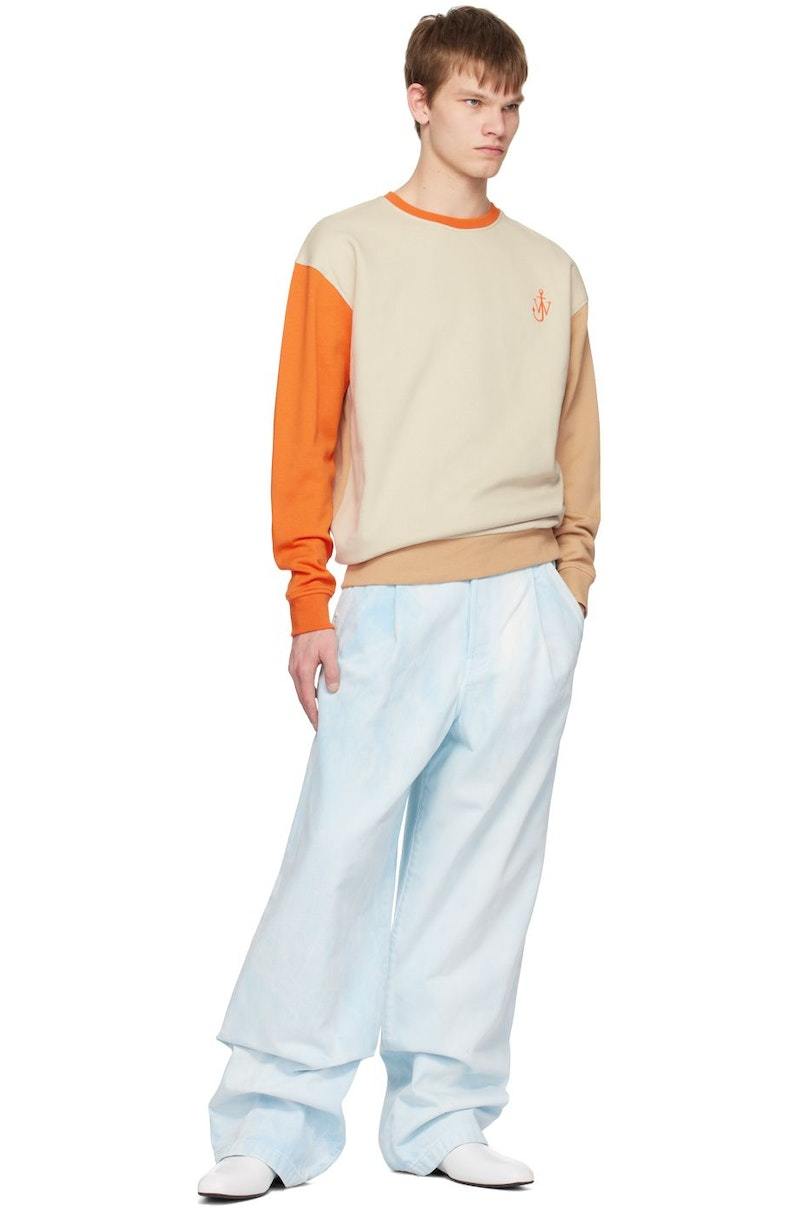 JW ANDERSON Melangテδィ Ivory Stretch Cotton Sweatshirt JW ANDERSON Colorblock Sweatshirt - Beige | Garmentory