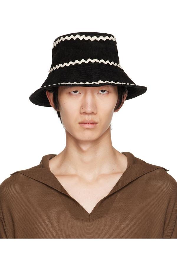 Bode Black Rickrack Bucket Hat | Garmentory