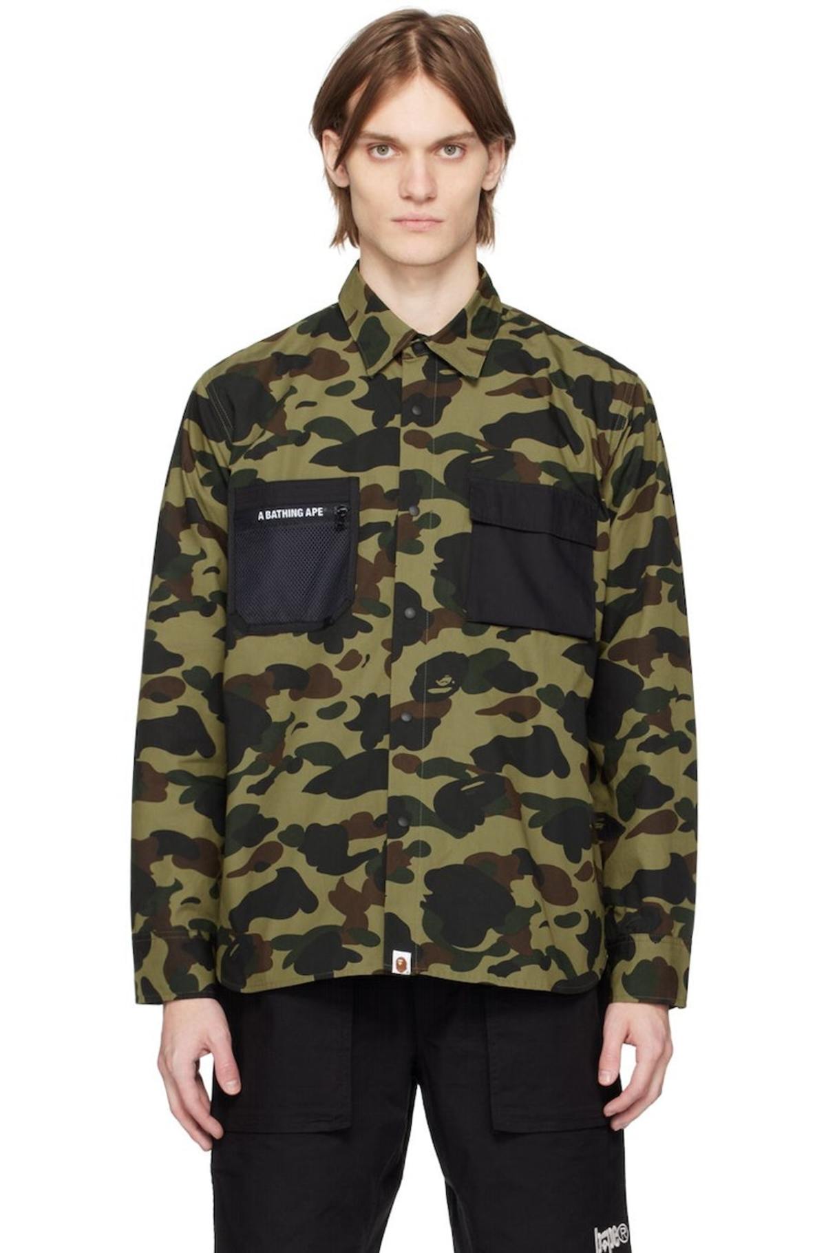 ジャケット・アウター A BATHING APE 1ST CAMO MILITARY SHIRT XL Vintage Bape 1st Camo Button Down Long Sleeve Shirt Military