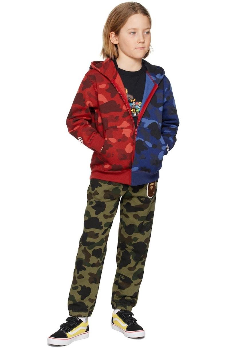 Red Boys Shark Hoodie Kids Bape Red Navy Camo Shark Hoodie Red/Navy