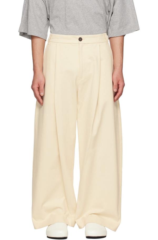 Studio Nicholson Off-White Sorte Trousers - Cream | Garmentory