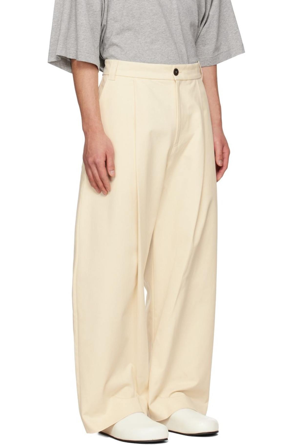 Studio Nicholson Off-White Sorte Trousers - Cream | Garmentory