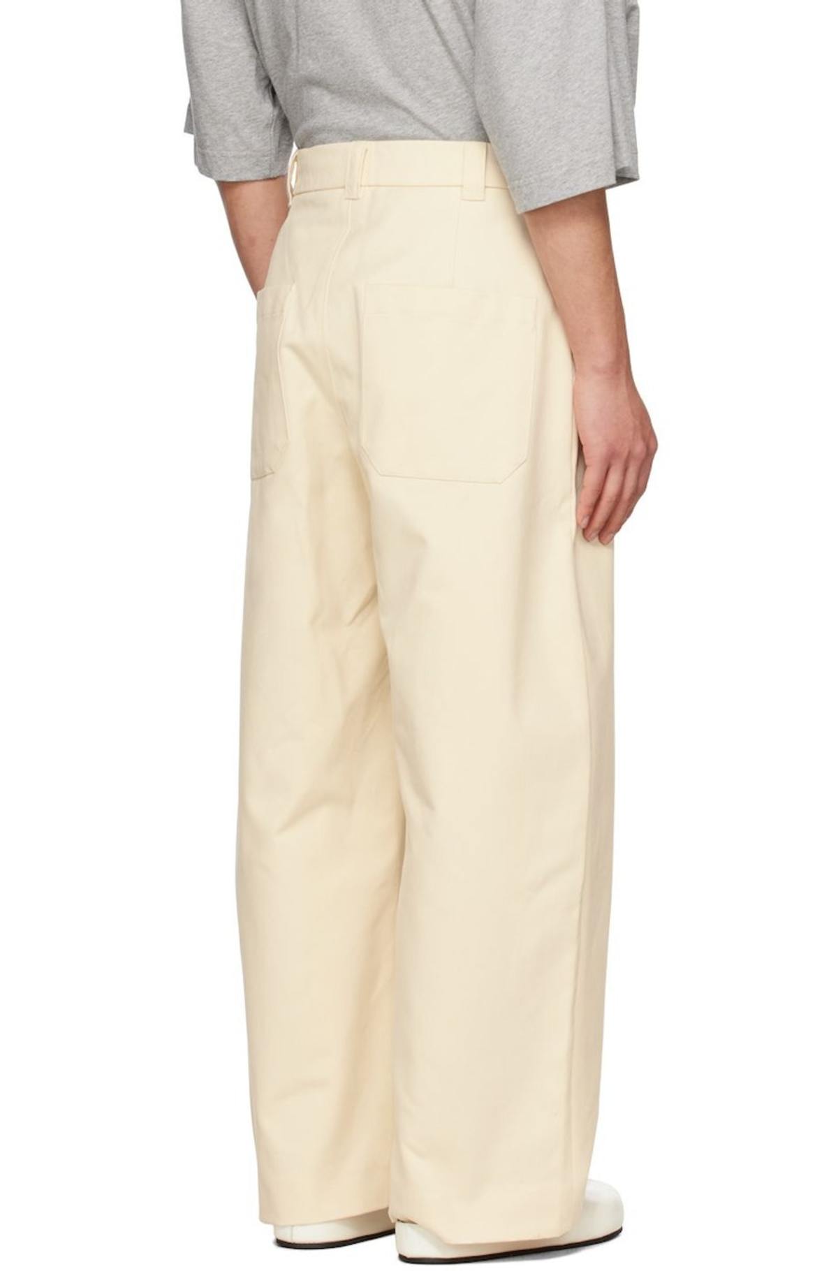 Studio Nicholson Off-White Sorte Trousers - Cream | Garmentory