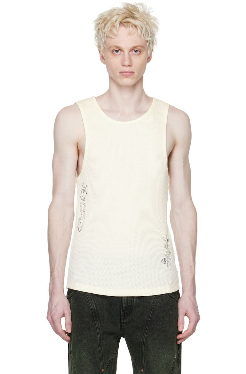 Andersson bell タンクトップ Andersson Bell White Flower Man Tank Top | Garmentory
