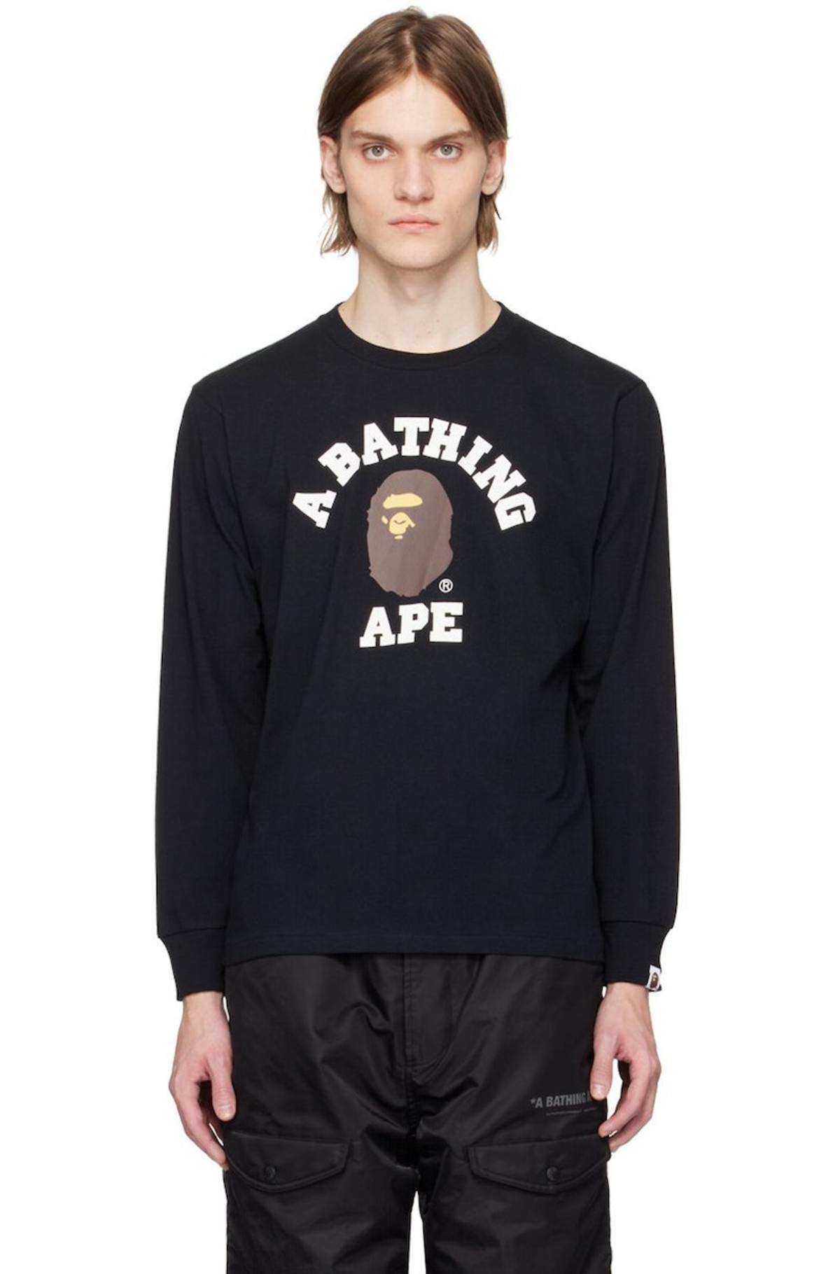 BAPE College Long Sleeve T-Shirt - Black | Garmentory