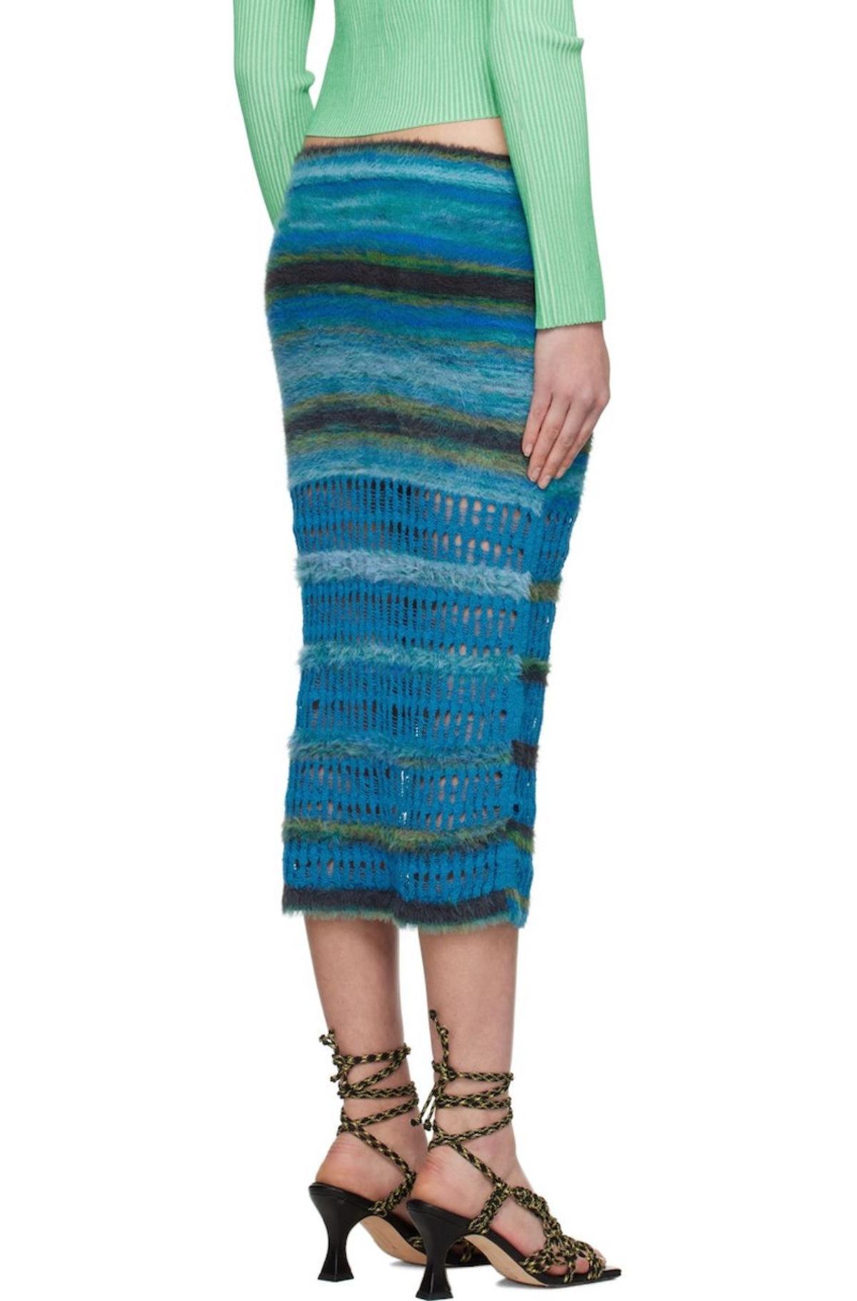 Andersson Bell Blue Paneled Midi Skirt | Garmentory