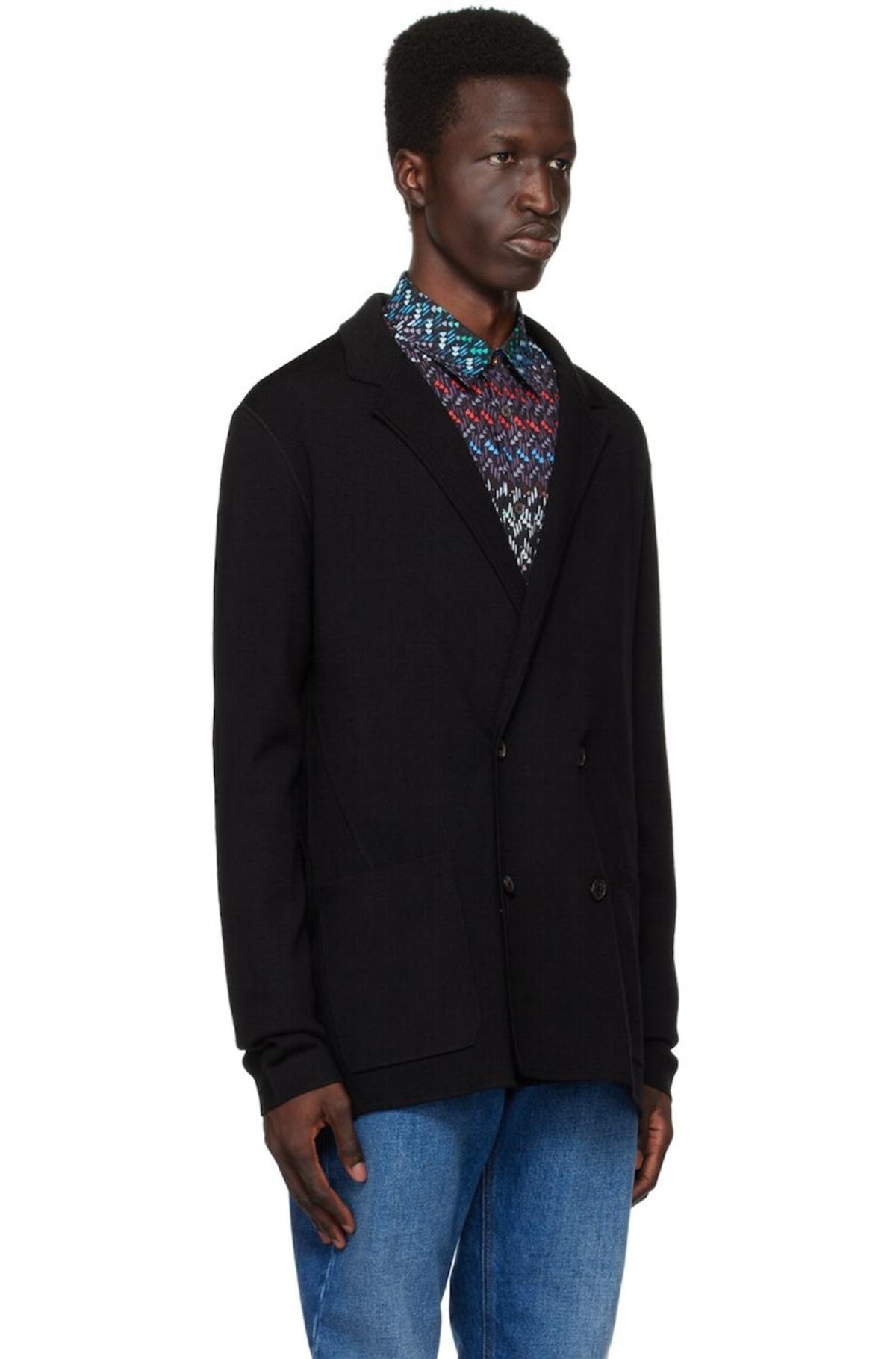 PAUL SMITH Size M Black Metallic Gold Wool Blend Single Button Jacket Blazer