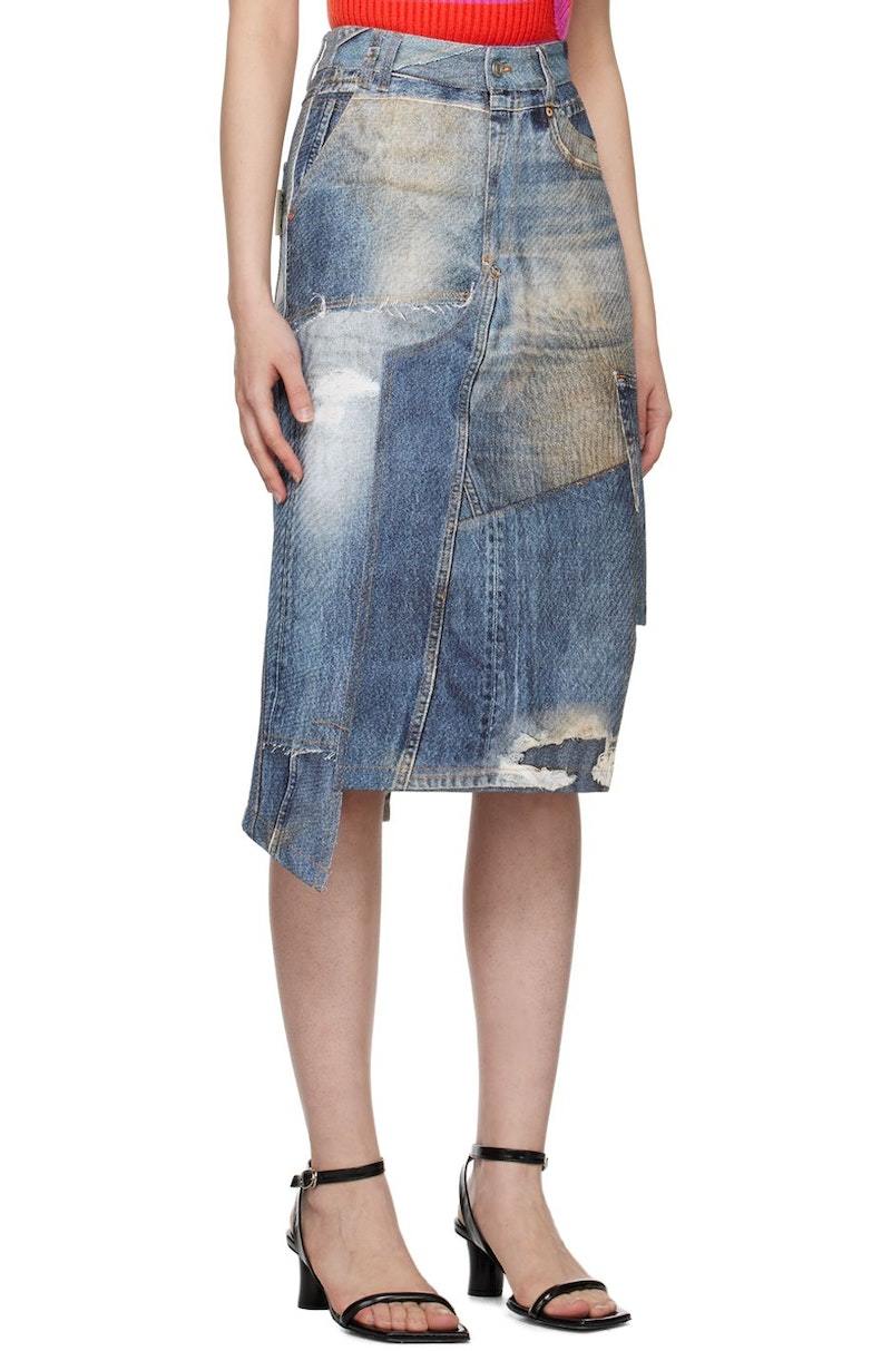【ANDERSSON BELL】Dusty Denim Riveted Skirt Dusty Blue anderssonbell | DUSTY DENIM RIVETED SKIRT - 꾸미기 좋은