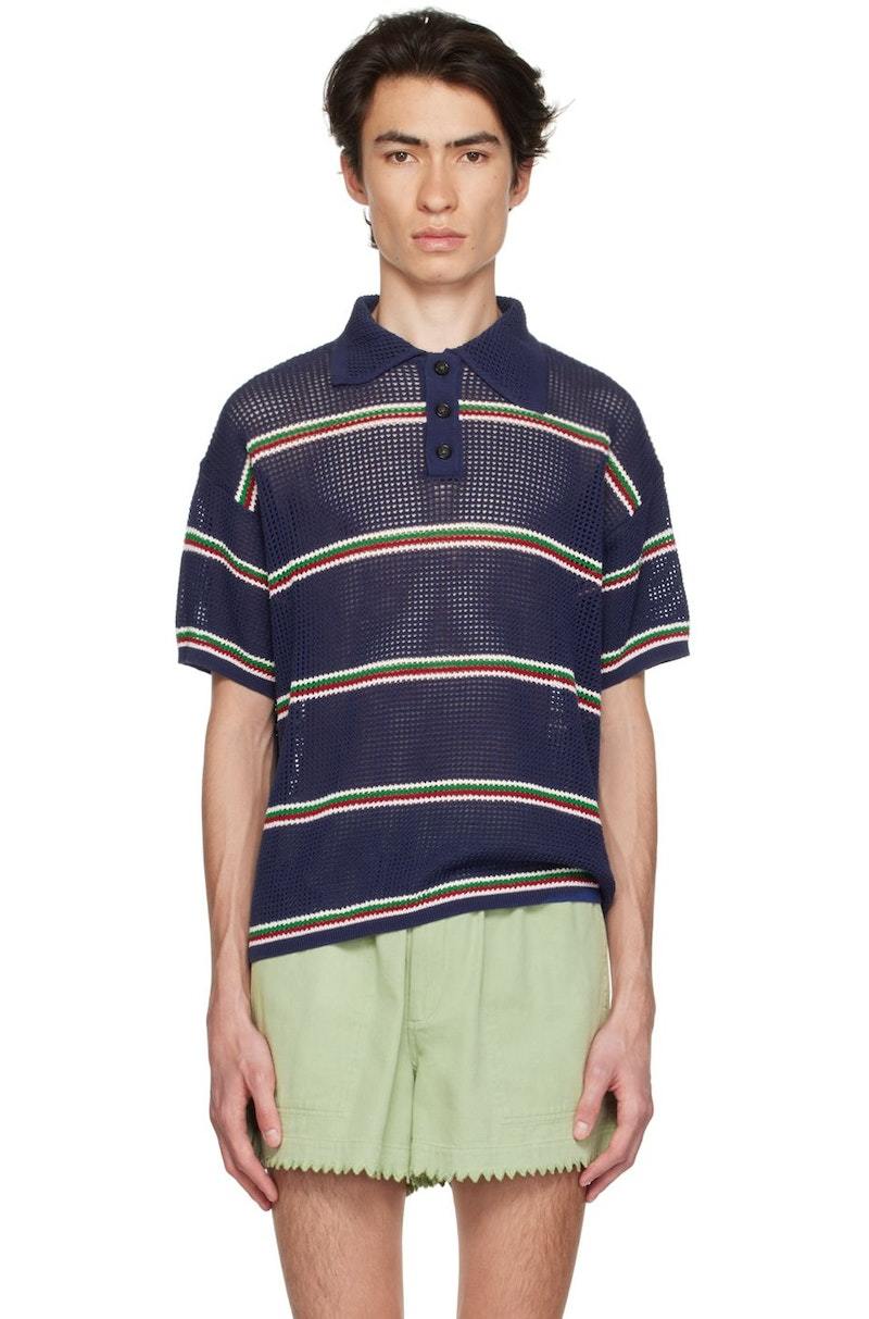 BODE Knit Lattice Polo - Multi Stripe | Garmentory