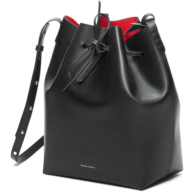 Mansur Gavriel Black/Flamma Bucket Bag Garmentory