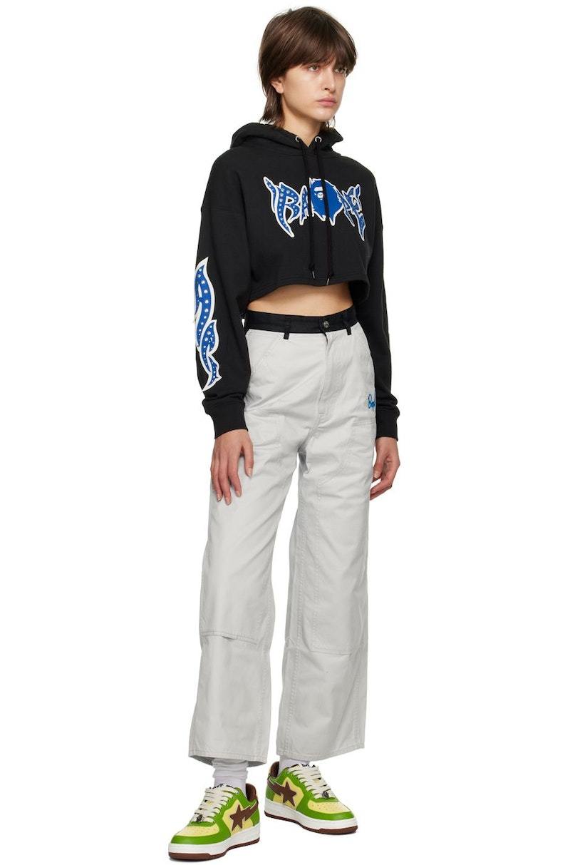 BAPE GRAFFITI STUDDED CROPPED HOODIE S