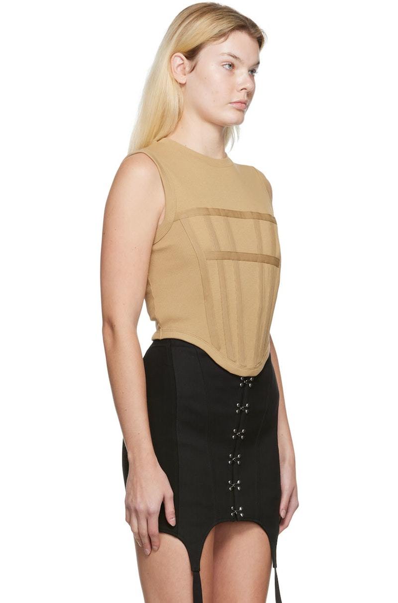 【関税込み】Dion Lee カーキ Ventral Compact Corset トップス Dion Lee Fin Rib Corset Tank Top - Beige | Garmentory