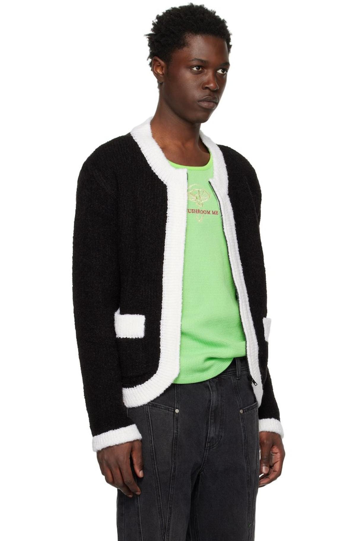 ANDERSSON BELL Black & White Zip Cardigan - Black - Image 2 of 4