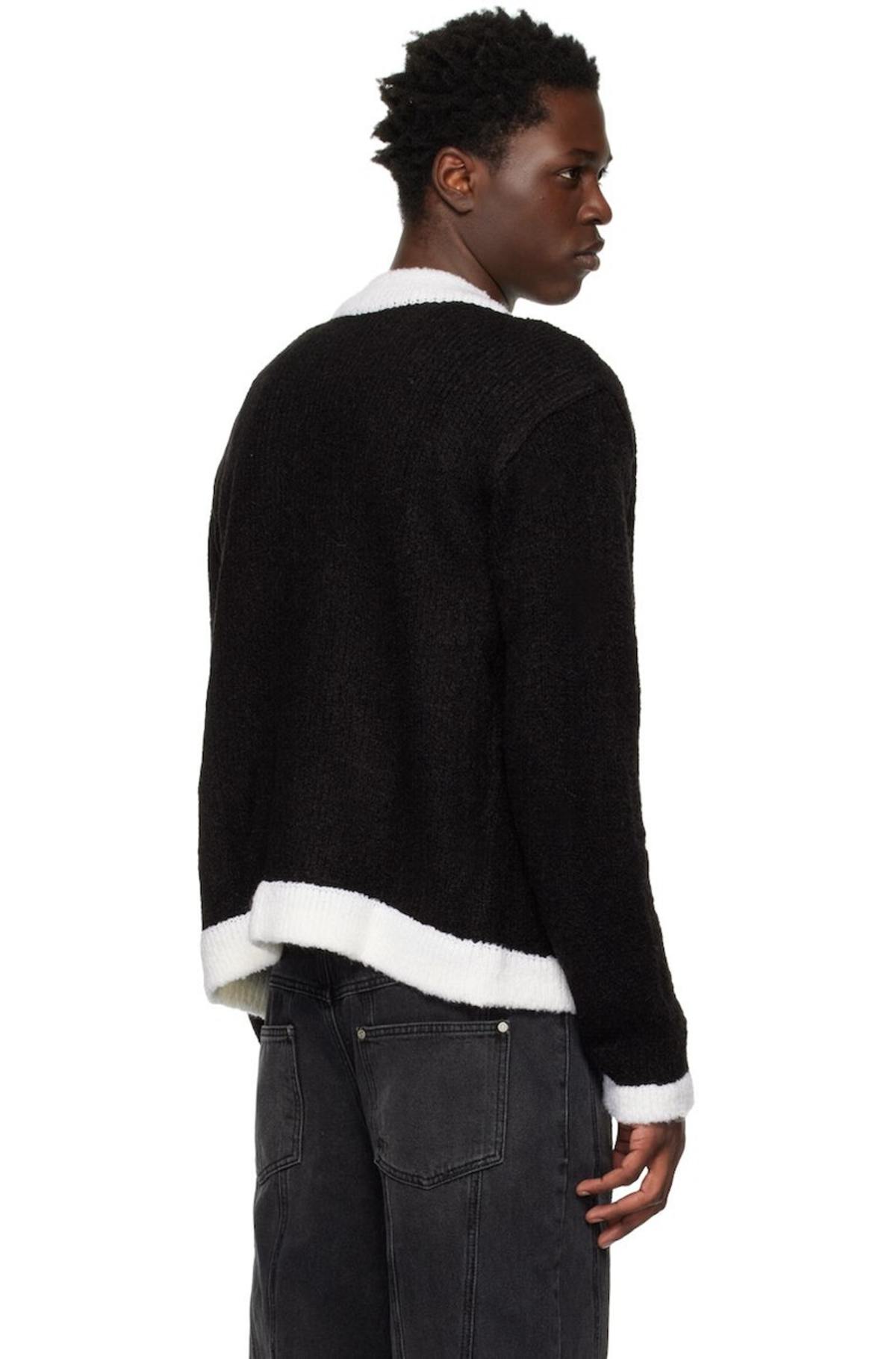 ANDERSSON BELL Black & White Zip Cardigan - Black - Image 3 of 4