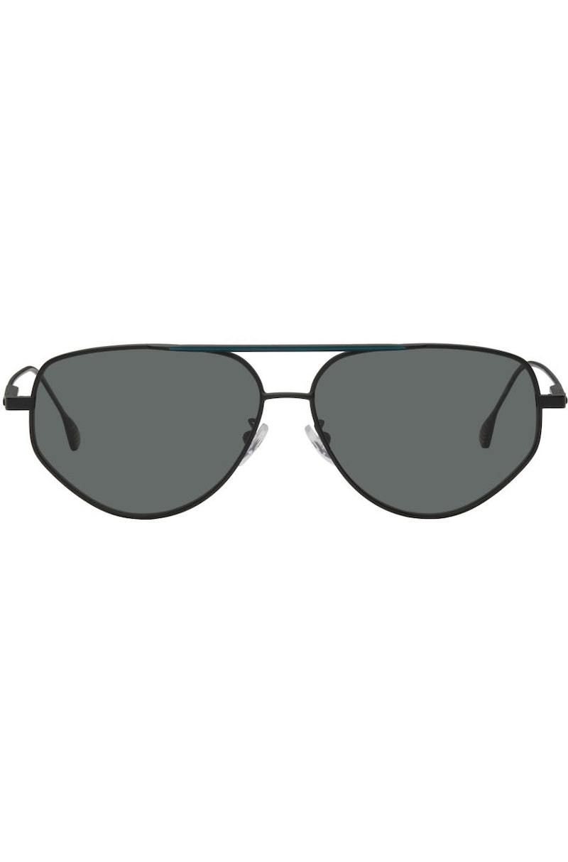 NWOT Paul Smith Black/White Gloss Aviator Sunglasses PS393 Paul Smith Sunglasses Mens Black Gray Tinted Oversized  main image 3