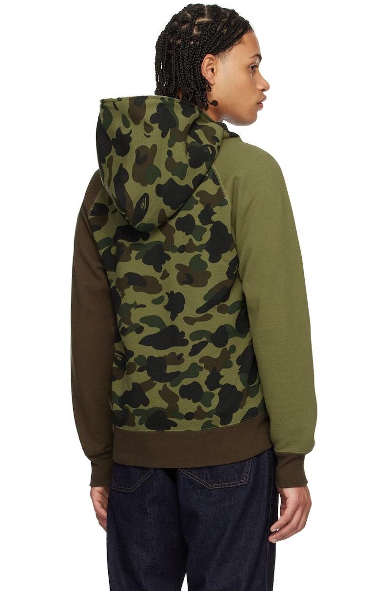 BAPE 1st Camo Crazy College Hoodie - Green | Garmentory