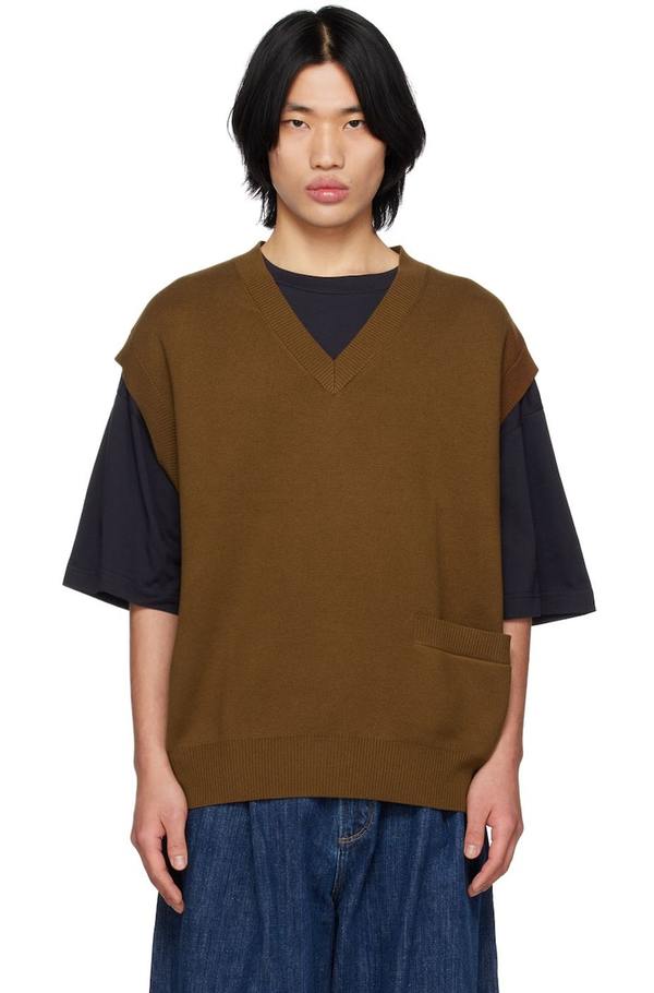 Studio Nicholson Brown Foss Vest - Peat | Garmentory