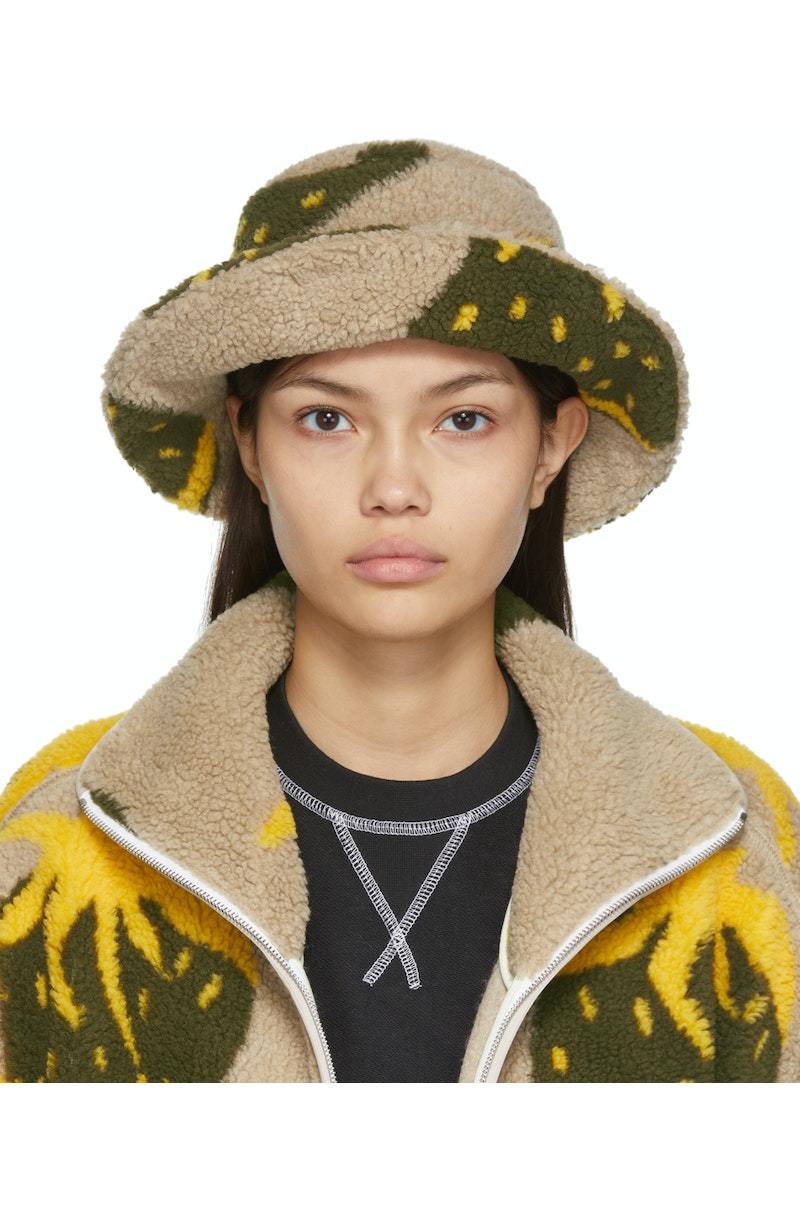 JW Anderson Beige Green Asymmetric Bucket Hat Garmentory