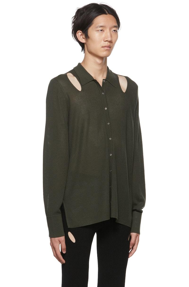 Dion Lee Cutout Cardigan Shadow Green Garmentory