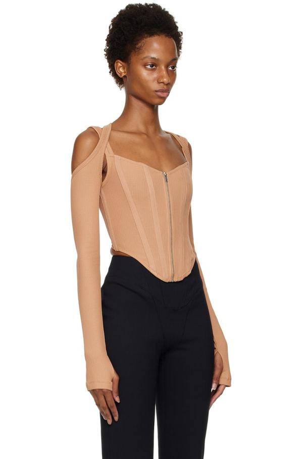 Dion Lee Shift Loop Long Sleeve T Shirt - Camel | Garmentory