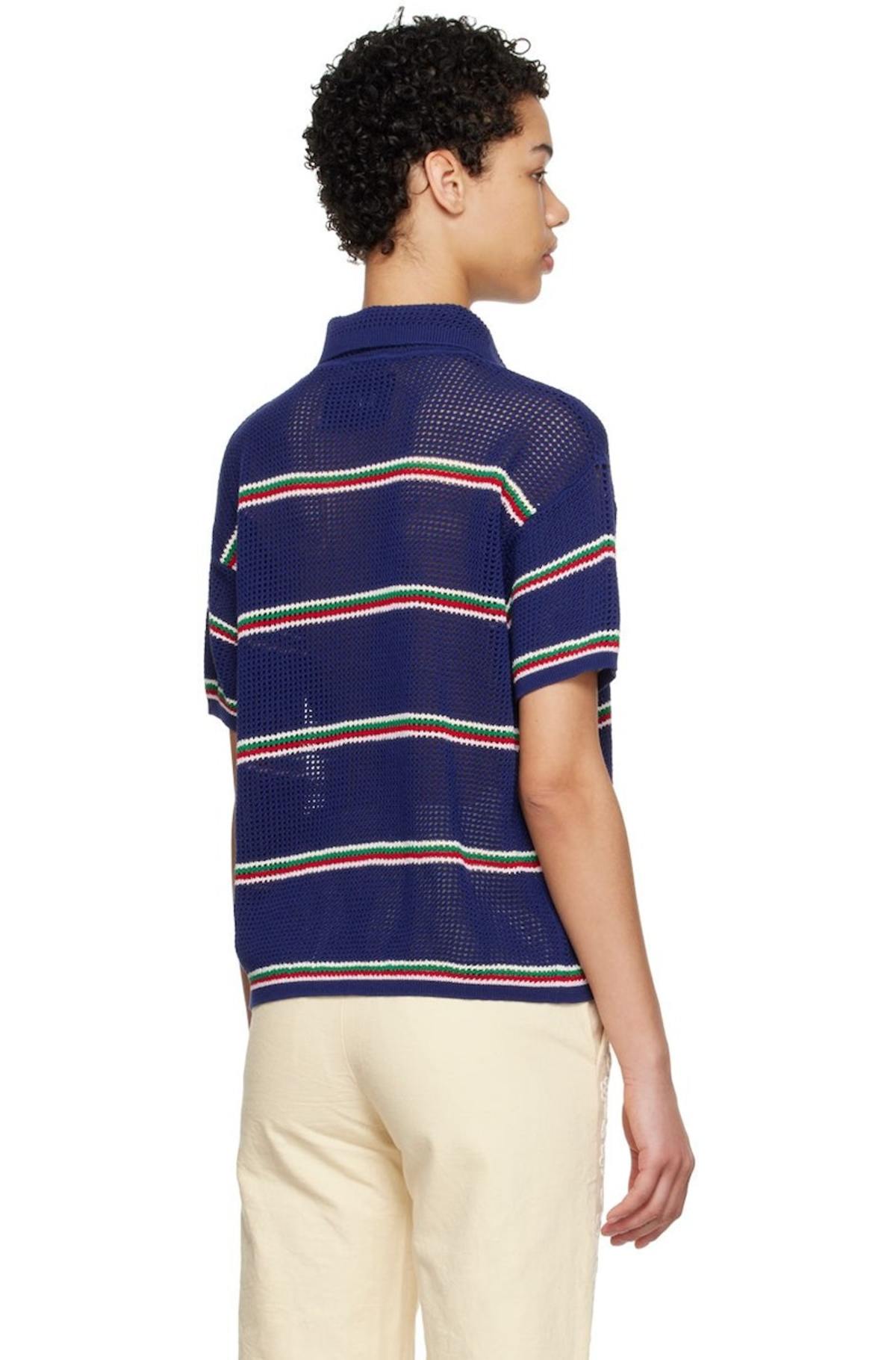 SALE‼️BODE (Lattice Polo - Multi Stripe) BODE Lattice Polo - Navy | Garmentory