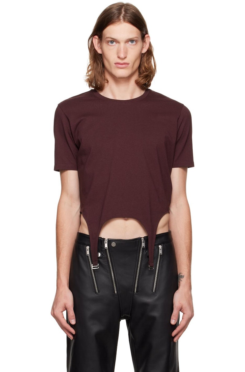 Dion Lee Garter T-Shirt - Burgundy | Garmentory Dion Lee Garter T-Shirt - Burgundy | Garmentory