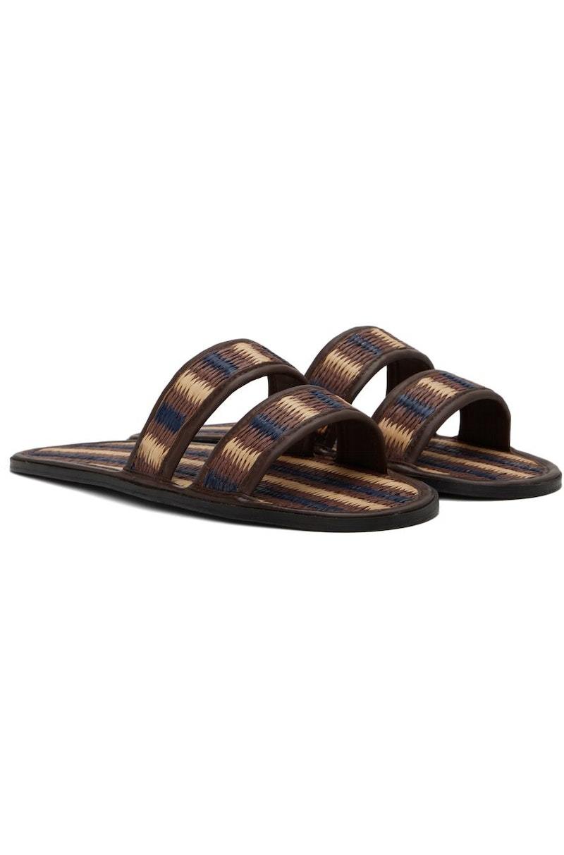 Bode Brown Duotone Summer Slides | Garmentory