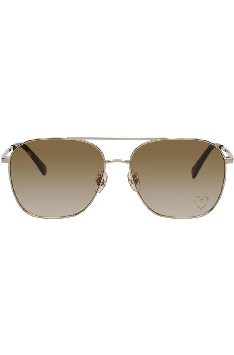 STELLA MCCARTNEY Gold & Brown Aviator Sunglasses - Gold 