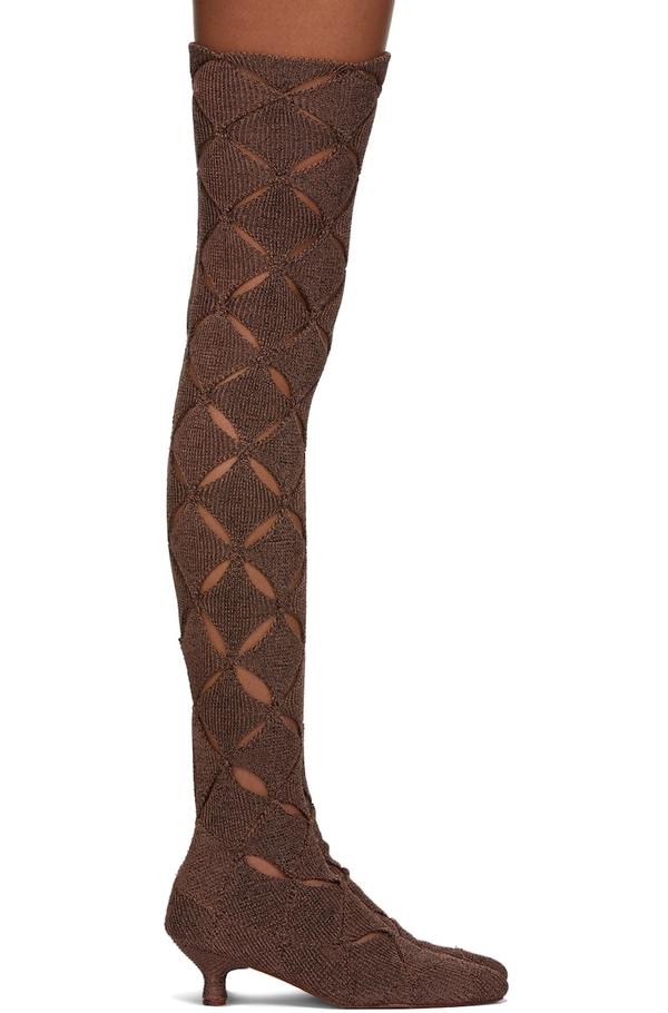Isa Boulder SSENSE Exclusive Knit Argyle Tall Boots - Brown | Garmentory