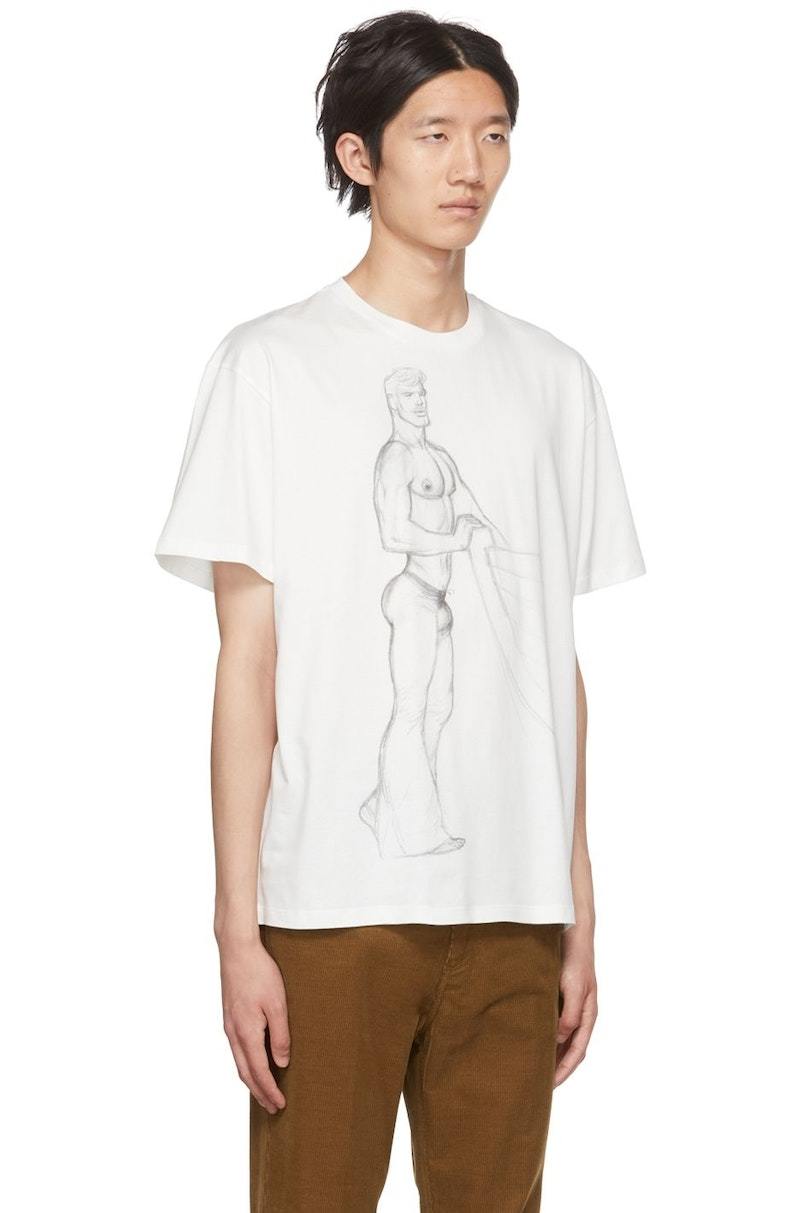【関税込み】JW Anderson オフホワイト Fence プリントTシャツ JW Anderson: Off-White Fence Printed T-shirt | SSENSE