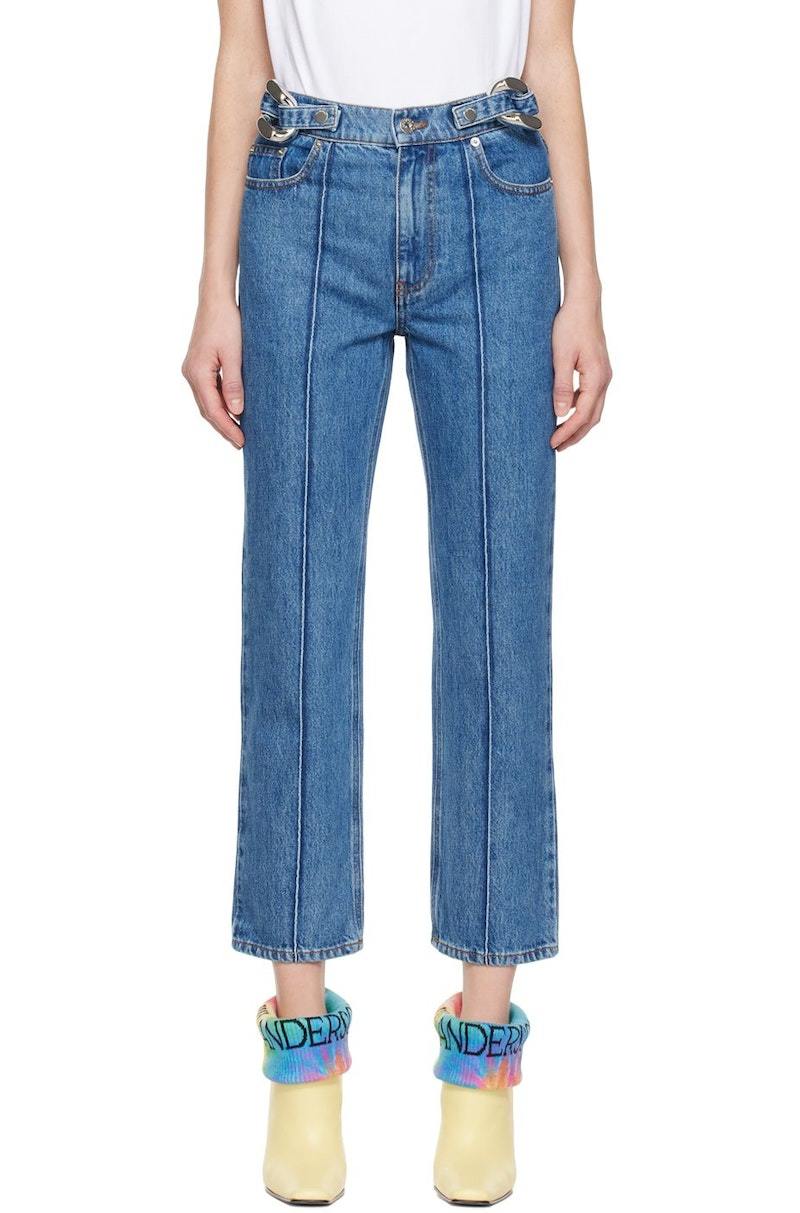 JW Anderson Chain-Link Slim-Fit Jeans - Blue | Garmentory