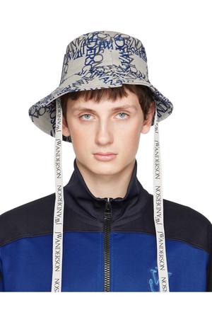 JW ANDERSON Gray & Blue Asymmetric Bucket Hat - Off-white  display picture 2