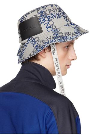 JW ANDERSON Gray & Blue Asymmetric Bucket Hat - Off-white  display picture 3