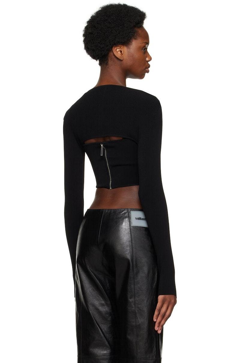 dion lee pointelle corset dress Dion Lee Pointelle-knit Corset Mini Dress Black Size S