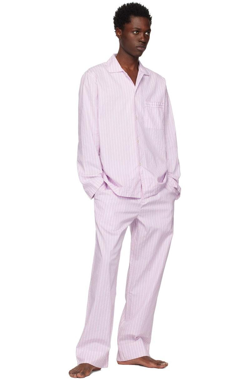 TEKLA Pink Stripe Pyjama Pants - Capri stripes | Garmentory