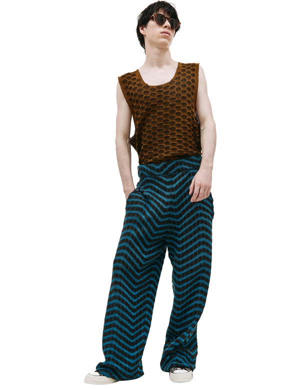 Isa Boulder Knit stripes trousers - Blue | Garmentory