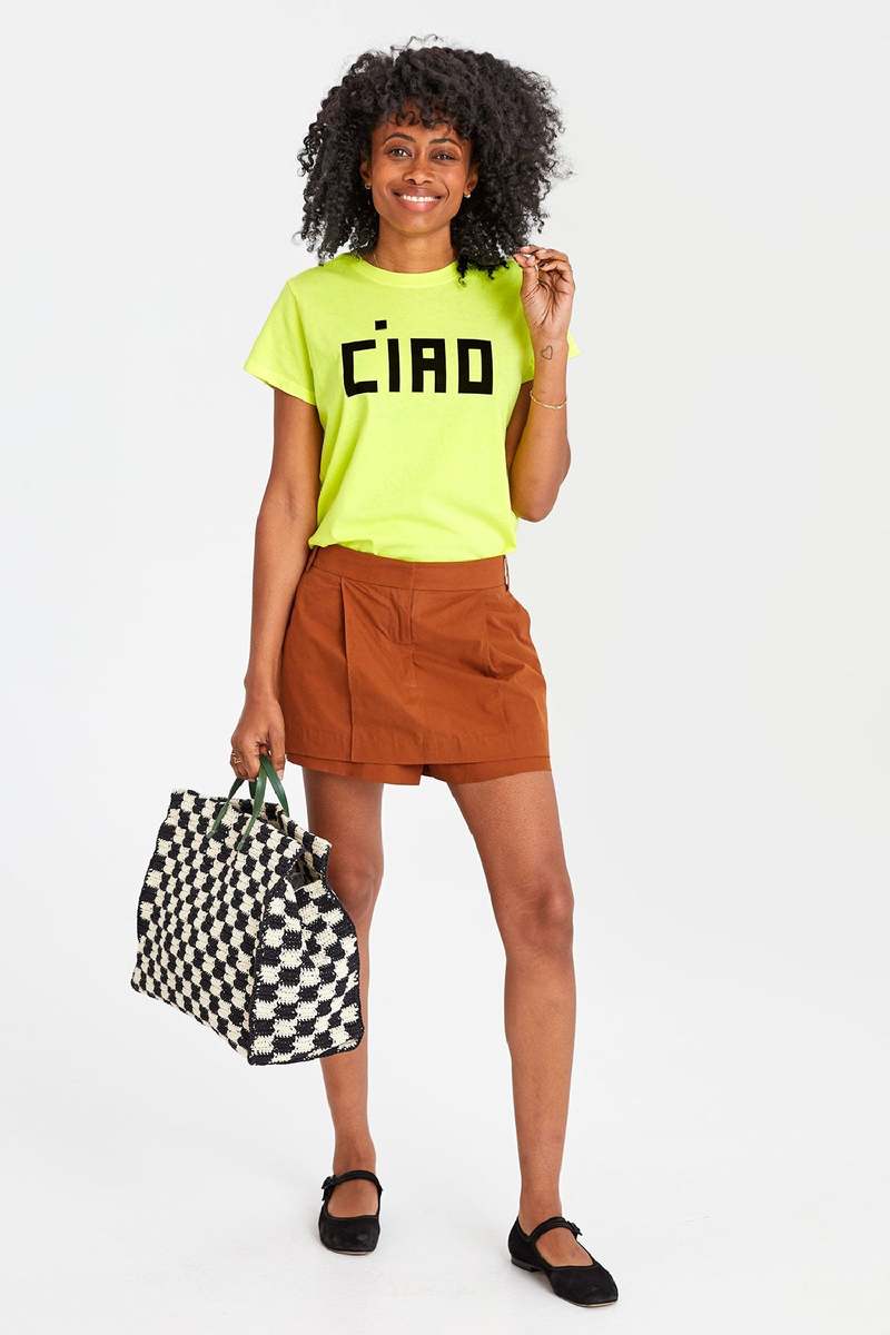 Clare V. Summer Simple Tote - Black/Cream Crochet Checker | Garmentory