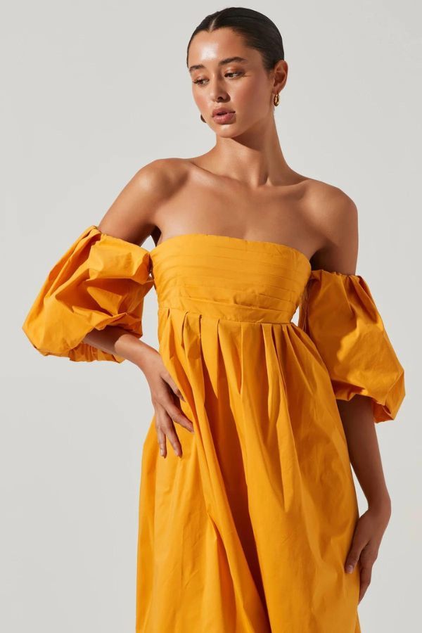 astr off shoulder puff sleeve midi dress yourdarlingstyle on LTK