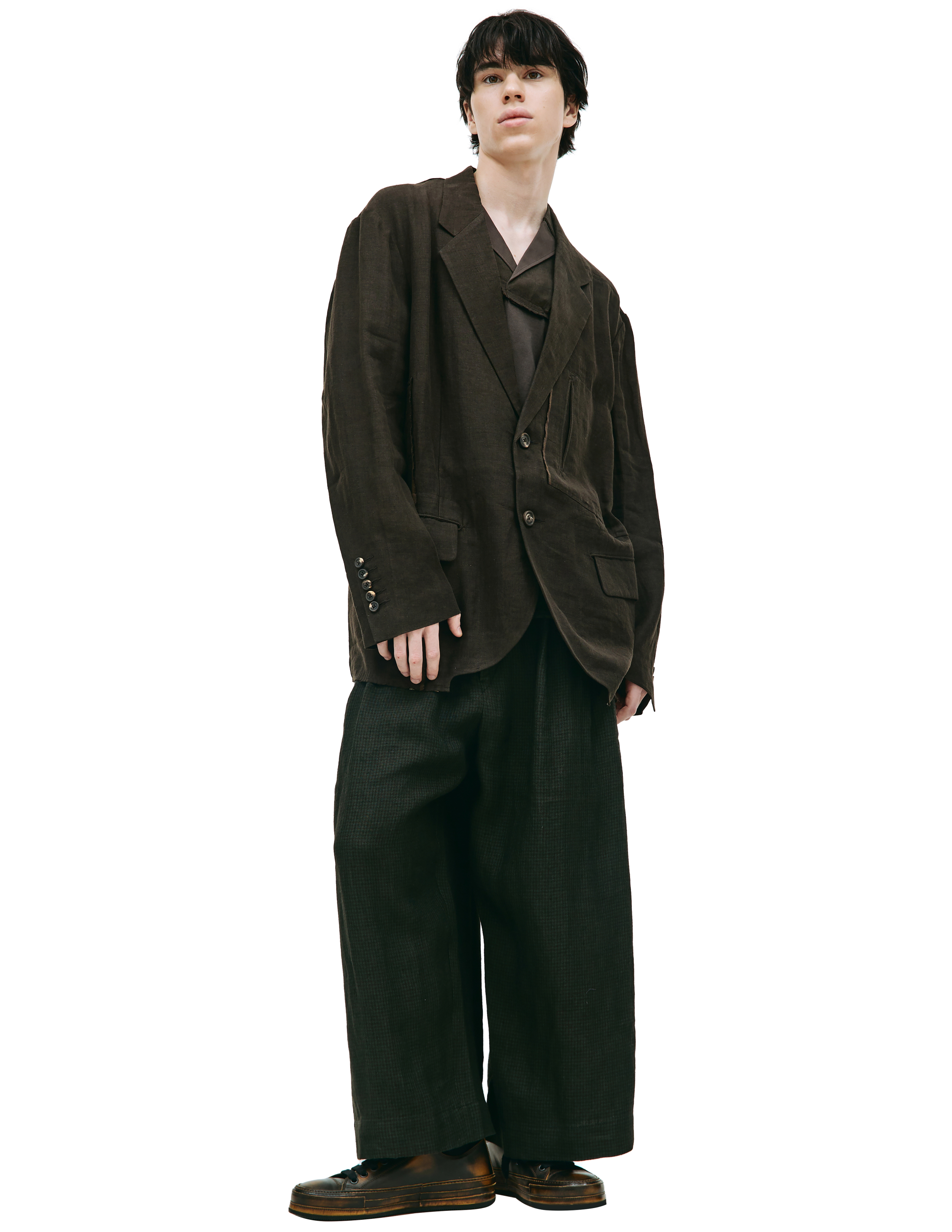 Ziggy Chen Linen Pockets Blazer - Brown | Garmentory